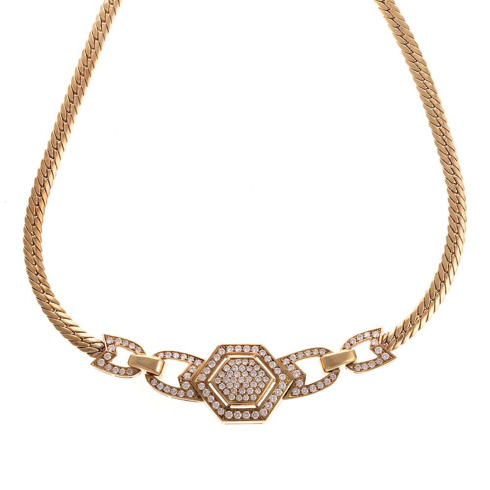 Appraisal: A Ladies K Pave Diamond Necklace K yellow gold open