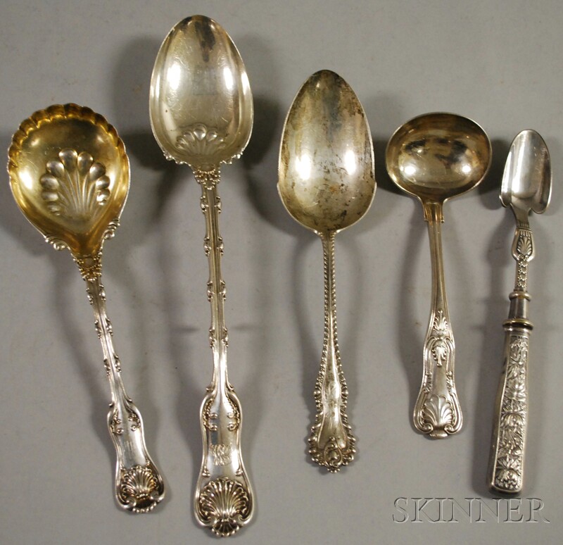 Appraisal: Five Sterling Silver and Silver-plated Flatware Serving Items a large