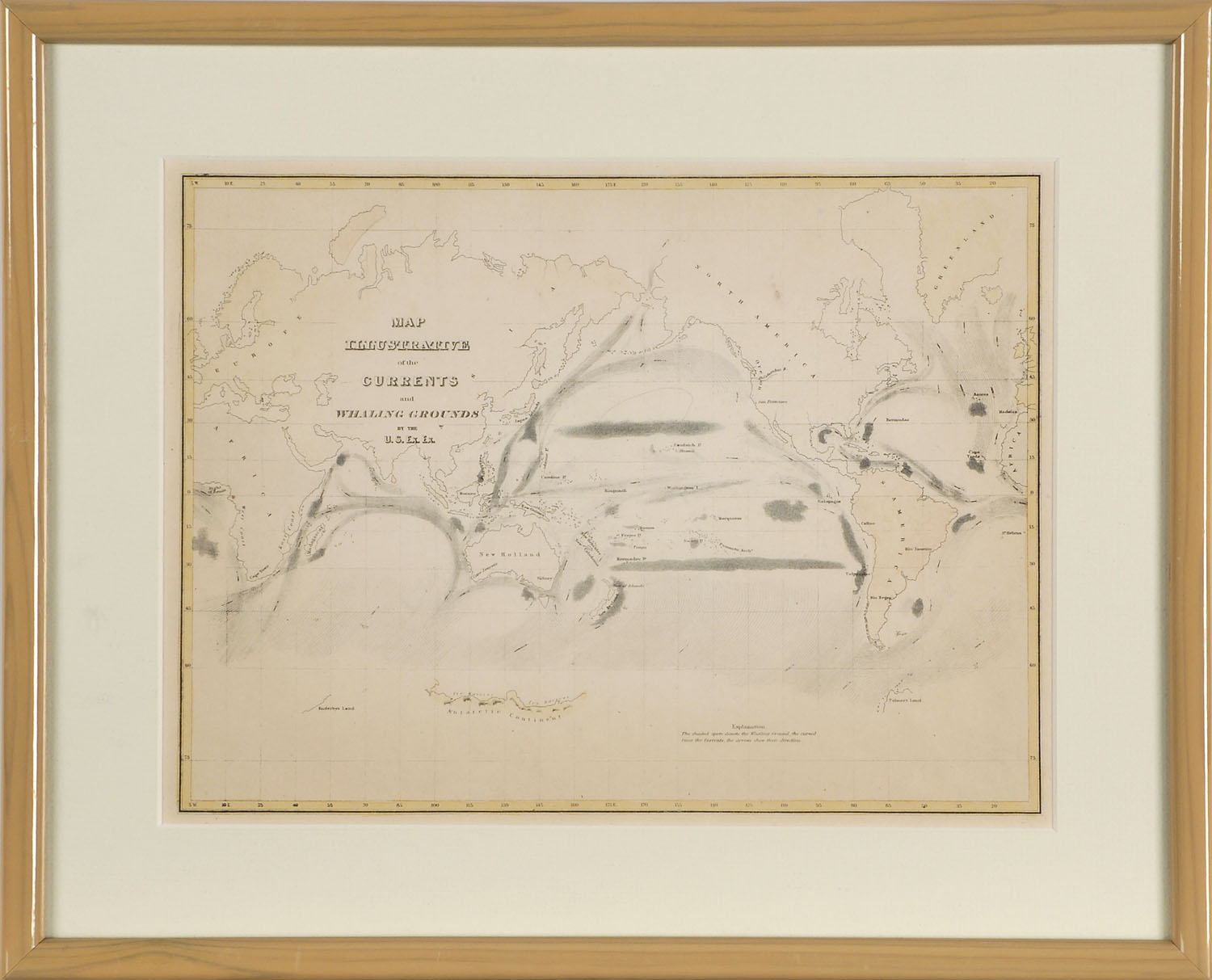 Appraisal: FRAMED MAP ILLUSTRATIVE OF THE CURRENTS AND WHALING GROUNDS BY