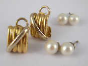 Appraisal: A mixed lot comprising two pairs of cultured pearl stud