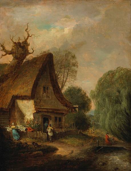 Appraisal: Follower of James Stark British - A thatched cottage by