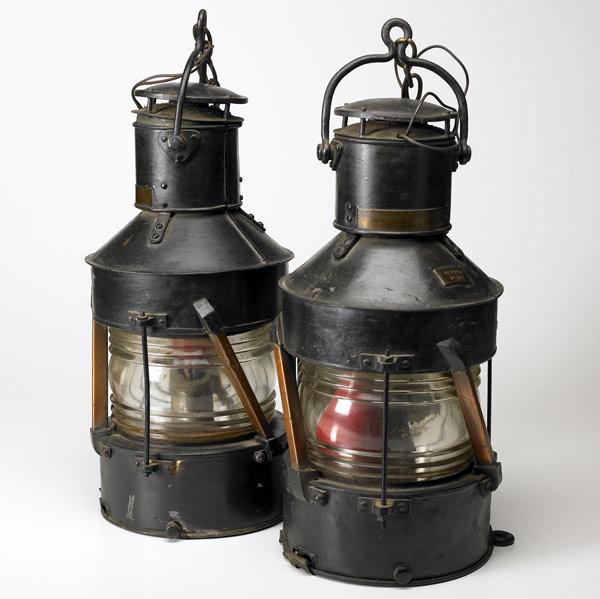 Appraisal: ELECTRIFIED SHIP S LANTERNS Pair of English th C matching