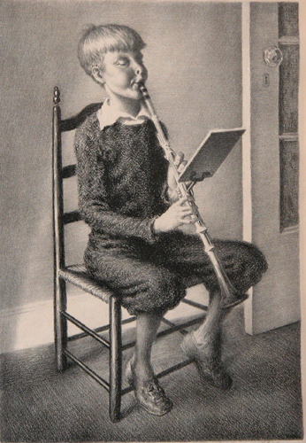 Appraisal: Boy Practicing Chapin James Ormsbee American - Lithograph x inches