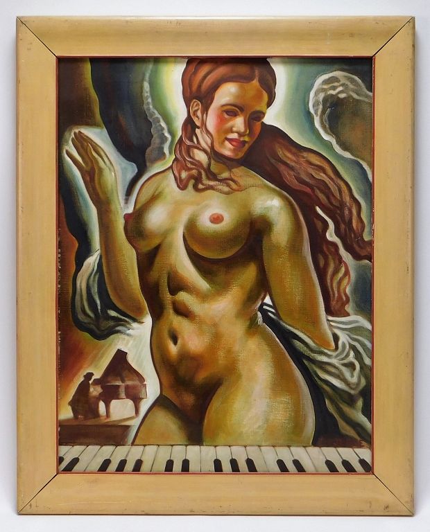 Appraisal: Frank H Judge Surrealist Nude Figure Painting Frank H Judge