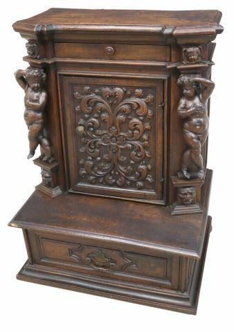 Appraisal: French carved walnut prie-dieu prayer kneeler th c fitted with