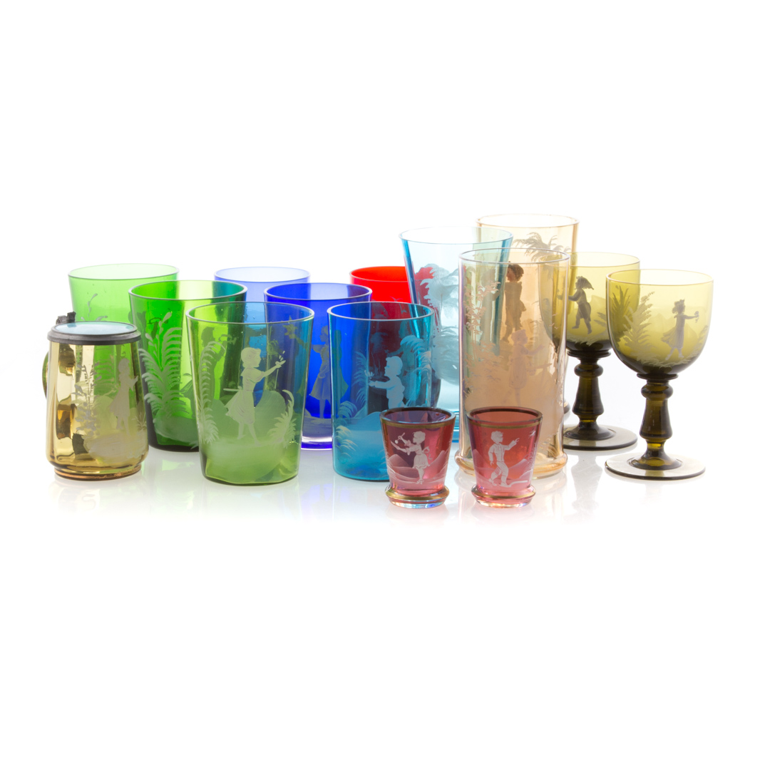 Appraisal: Mary Gregory colored glass articles including tumblers water glasses wine