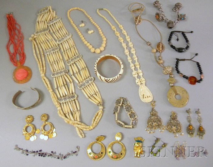 Appraisal: Group of Ethnic and Costume Jewelry including beaded necklaces bracelets