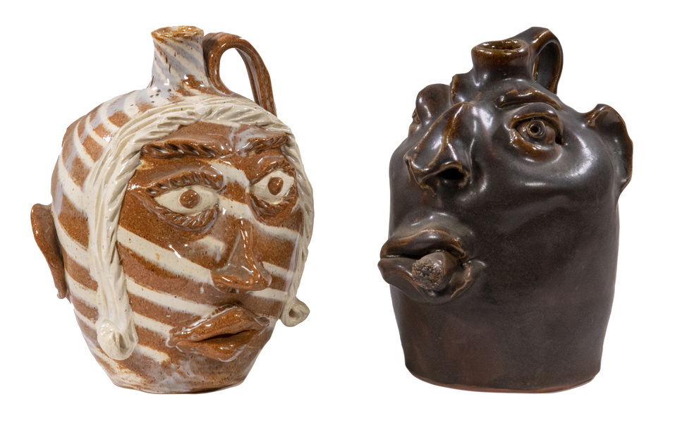 Appraisal: SOUTHERN FOLK ART FACE JUGS - G F COLE ROBERT