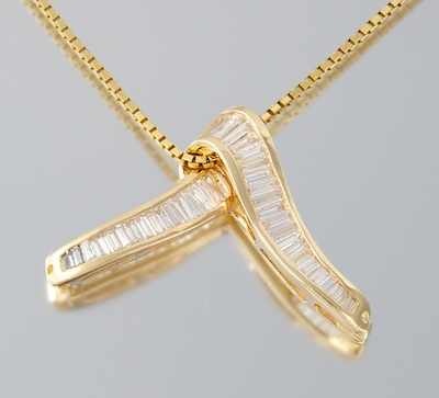 Appraisal: A Ladies' Diamond Pedant on Chain k yellow gold pendant