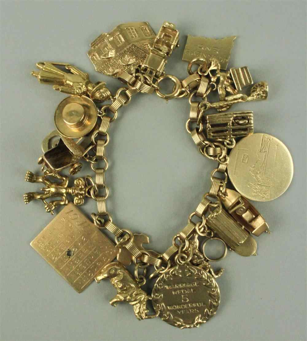 Appraisal: LADY'S K LARGE CHARM BRACELET the chain of single links