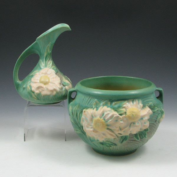 Appraisal: Roseville Peony - Jardiniere - Ewer Lot of two Roseville