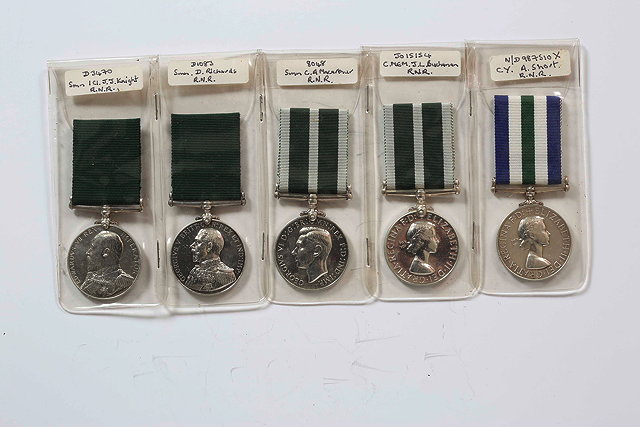 Appraisal: A GROUP OF FIVE RESERVE LONG SERVICE MEDALS awarded to