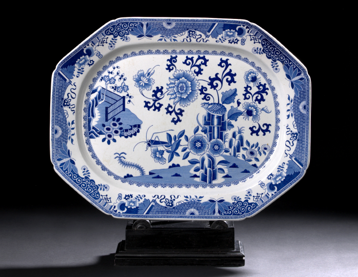 Appraisal: Fine Large Spode Blue-and-White Ironstone Octagonal Roasted Meats Platter -