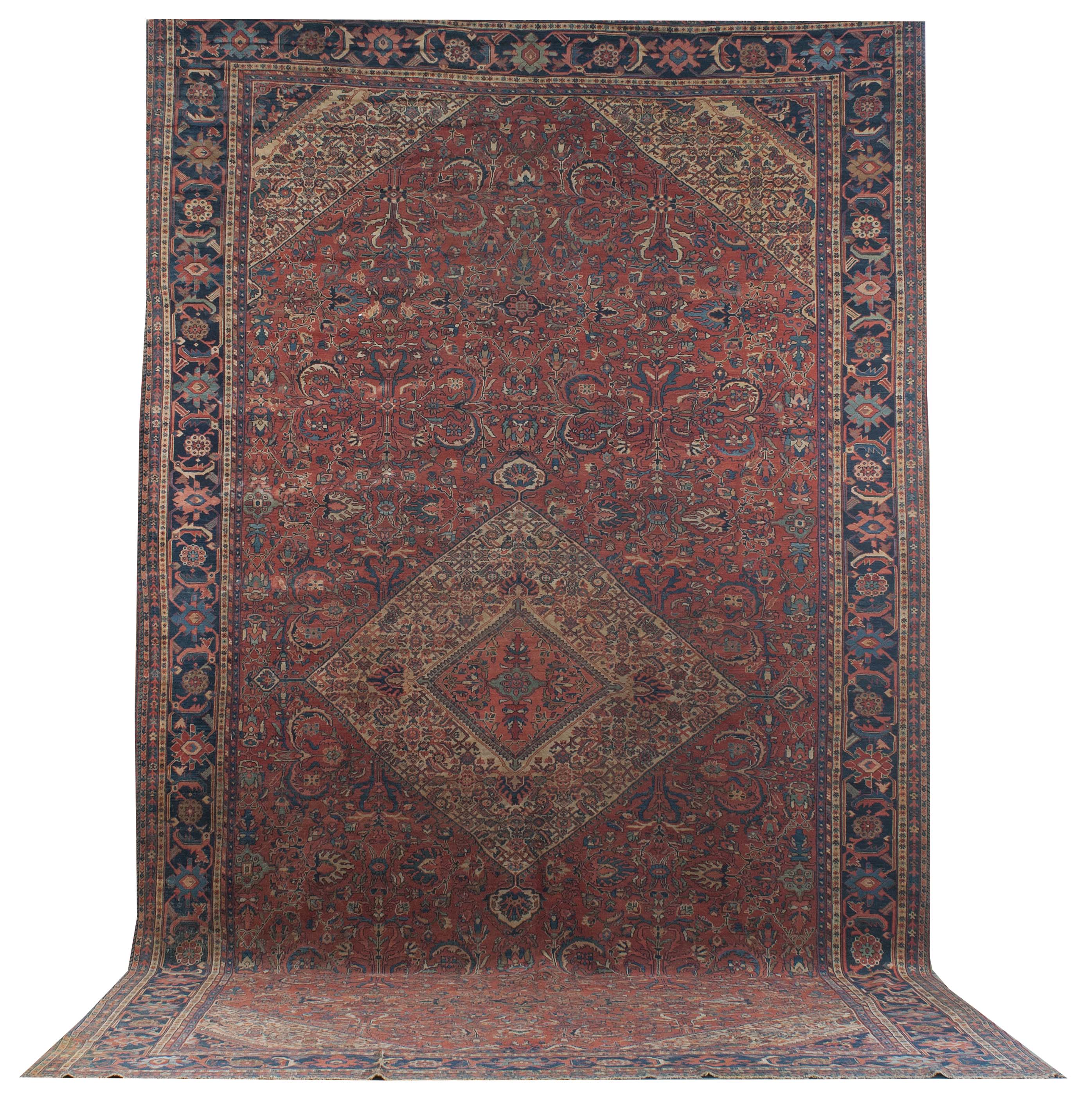 Appraisal: ORIENTAL RUG HAMADAN ' x ' Dark red field with