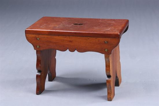 Appraisal: AMERICAN WALNUT MILK STOOL mid- th century With pierced finger-grips