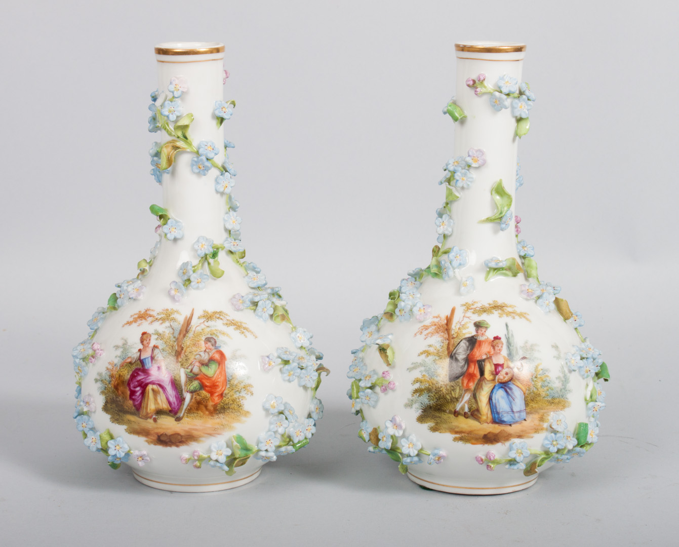 Appraisal: Pair of Carl Thieme porcelain vases late th century bottle