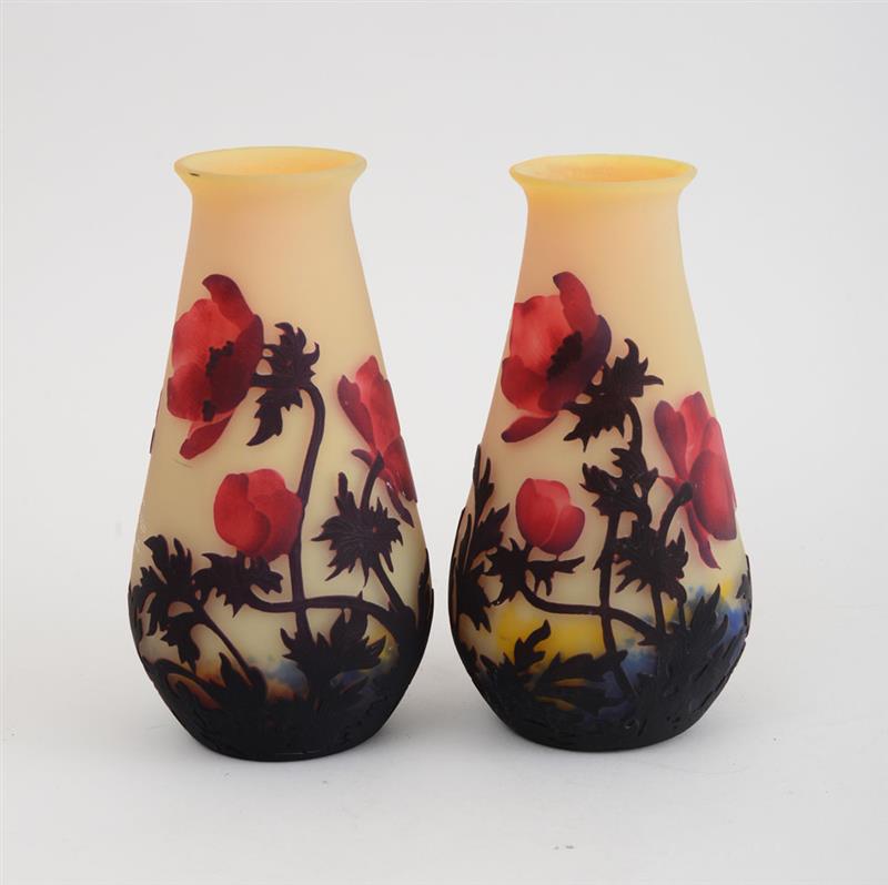 Appraisal: ASSEMBLED PAIR OF MULLER FR RES CAMEO CUT GLASS VASES