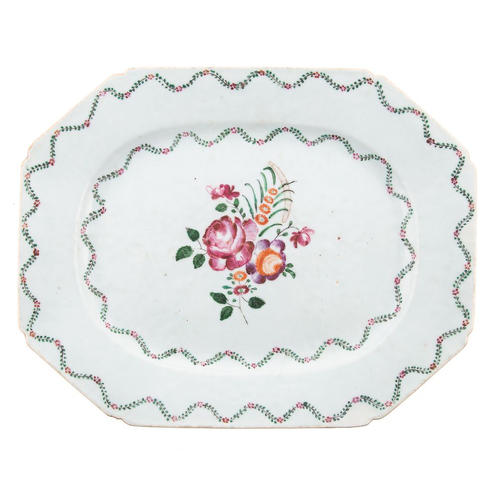 Appraisal: Chinese Export Famille Rose Platter Circa octagonal platter with floral