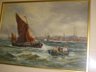 Appraisal: HARDY Fishing Boats Near a Harbour signed and dated x