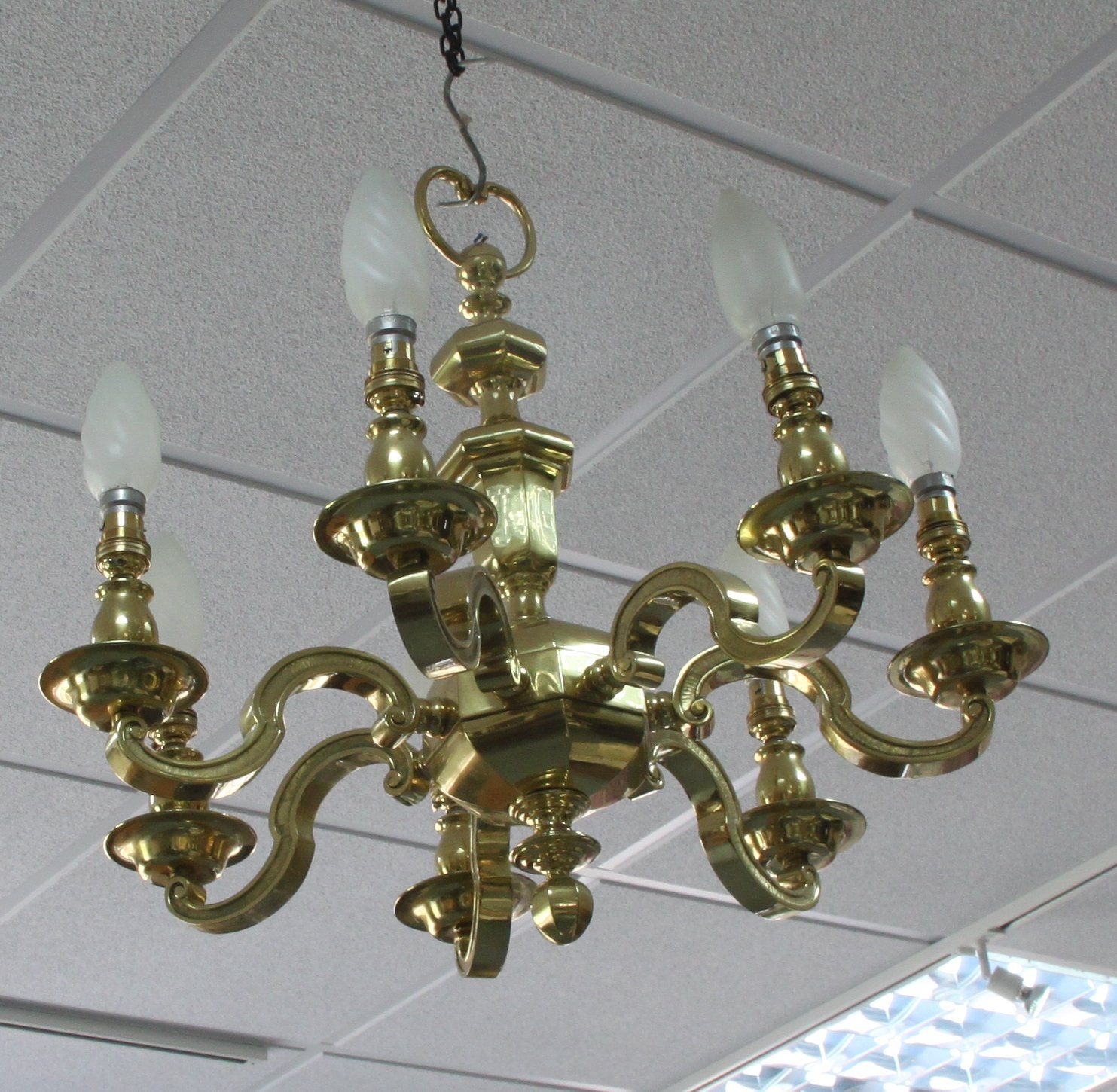 Appraisal: A th Century style brass seven-light chandelier cm '' diameter