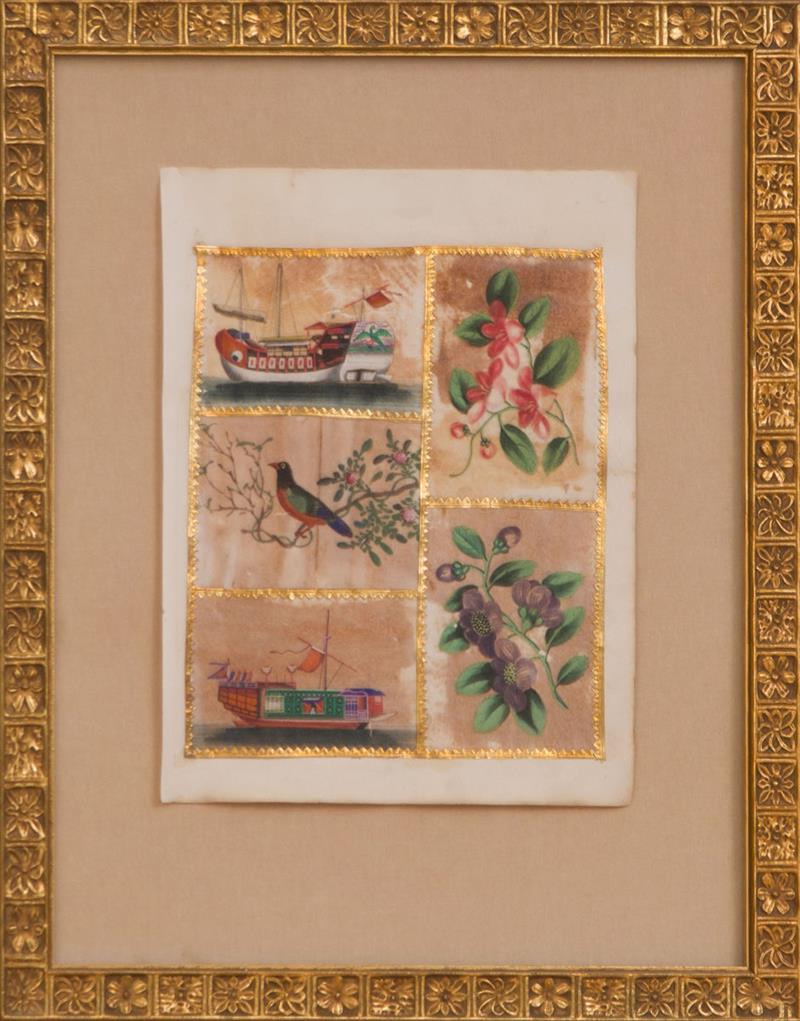 Appraisal: Five Chinese Export Paintings on Pith Paper The pith paper