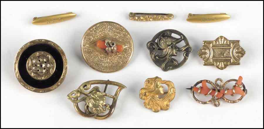 Appraisal: GROUP OF VICTORIAN GOLD FILLED BROOCHES Comprised of one pair