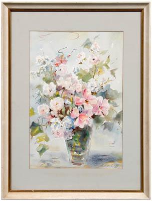 Appraisal: Barbara Vassilieff watercolor Russian American still life vase of roses