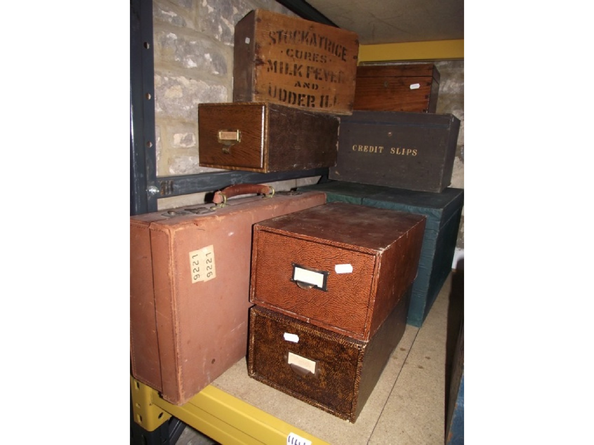 Appraisal: Various vintage box filing to include three stacking drawers with