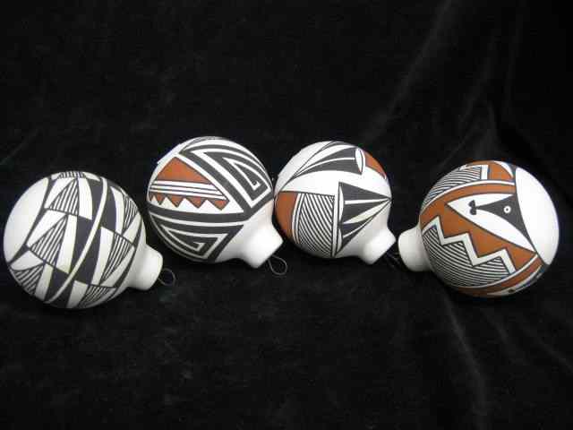 Appraisal: Acoma Indian Pottery Ornaments all artist signed '' diameter