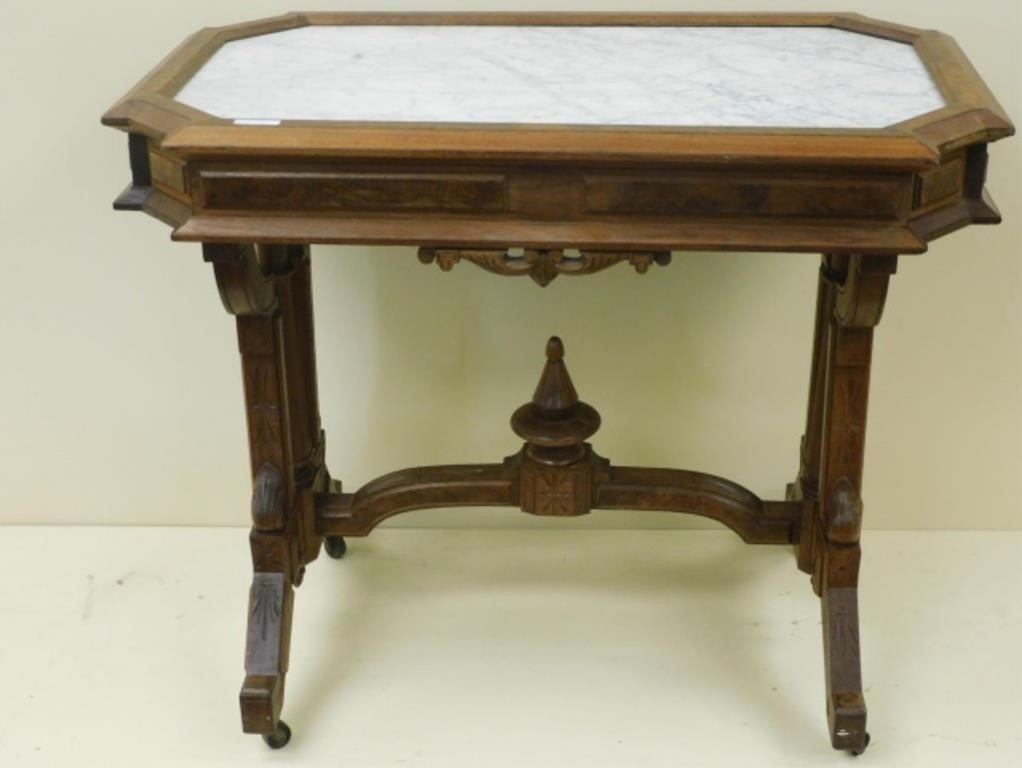 Appraisal: VICTORIAN MARBLE TOP PARLOR TABLE LATE TH C Inset white