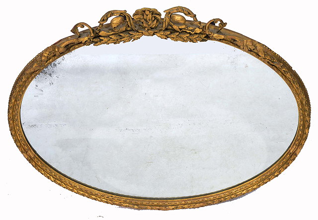 Appraisal: A th CENTURY REGENCY STYLE OVAL GILT FRAME HANGING WALL