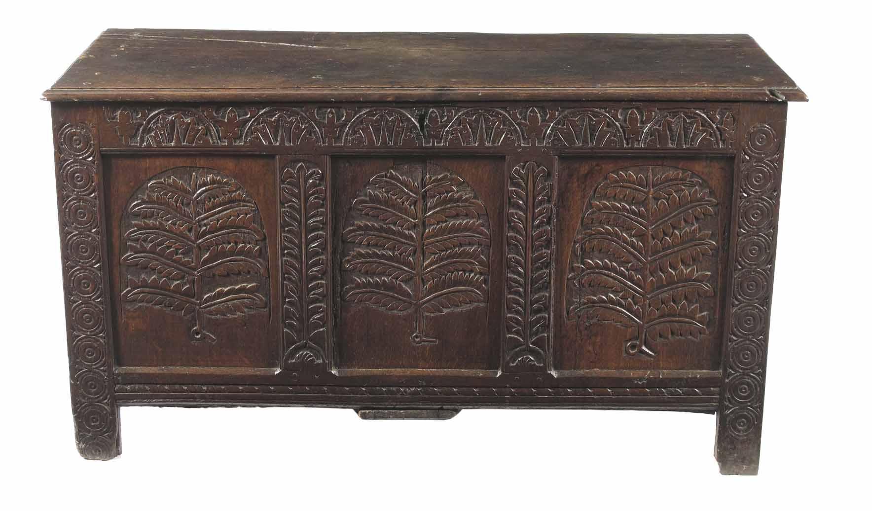 Appraisal: A Charles II oak chest