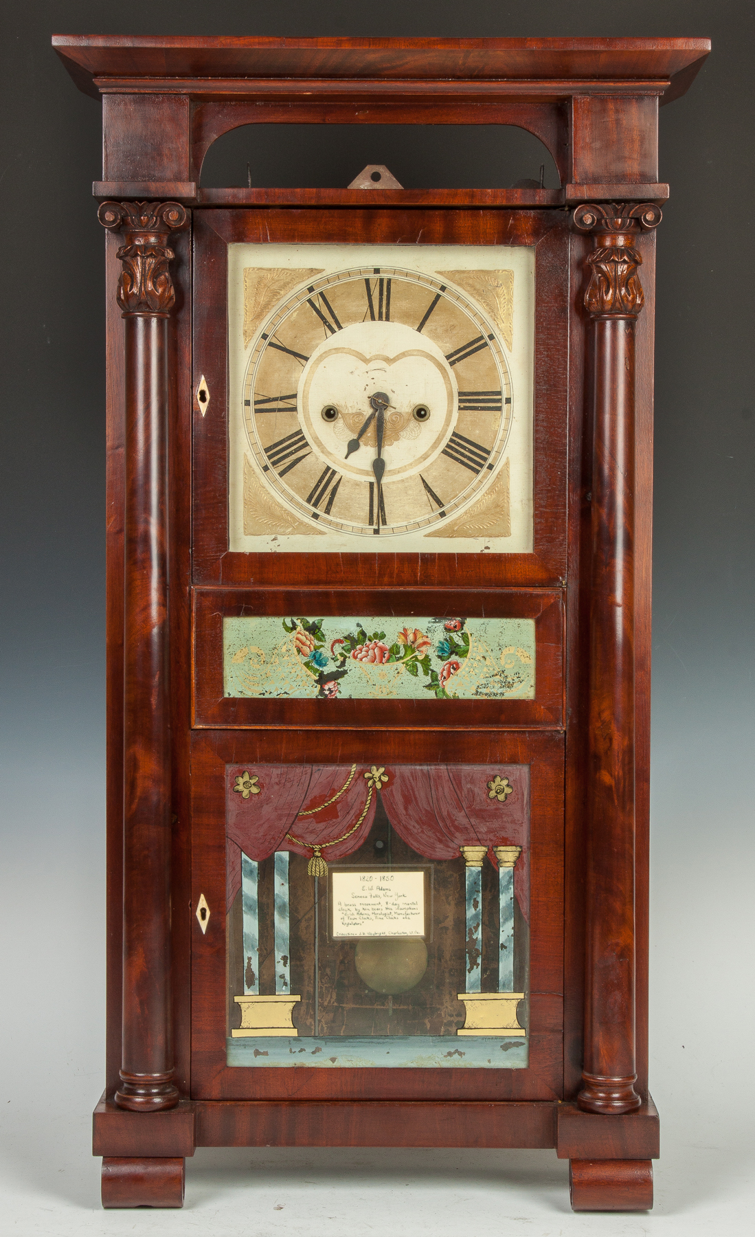 Appraisal: E W Adams Shelf Clock Seneca Falls NY Mahogany case