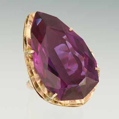 Appraisal: A Large Amethyst Ring k yellow gold ring with double