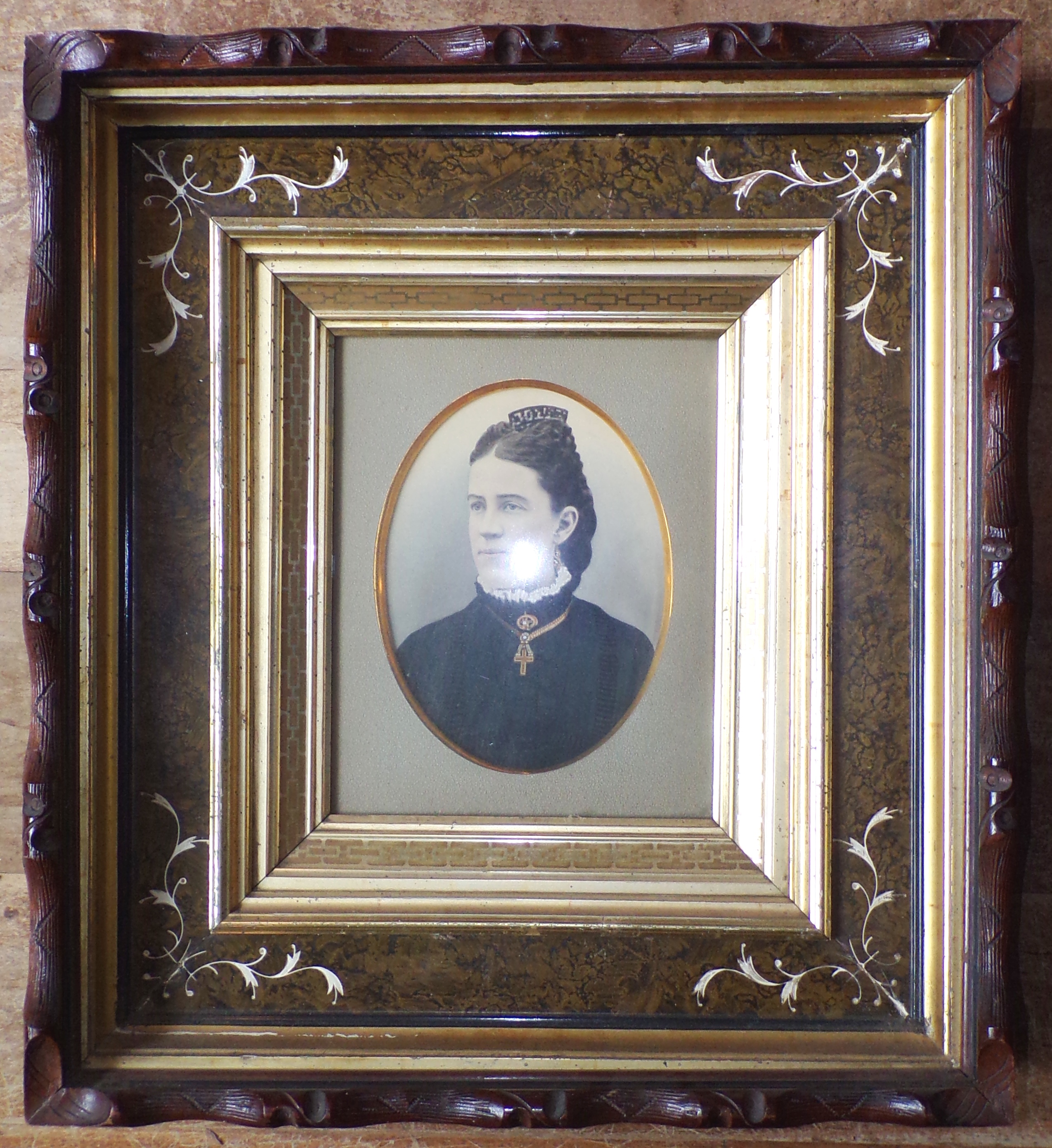 Appraisal: th c Victorian frame interior x '' exterior x ''