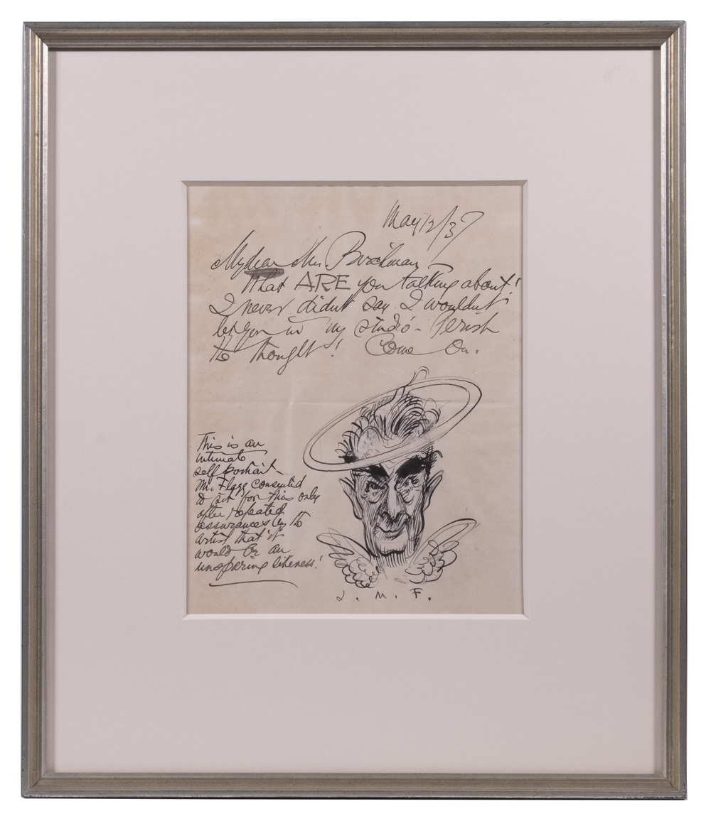 Appraisal: JAMES MONTGOMERY FLAGG NY - Letter with Self-Portrait as an