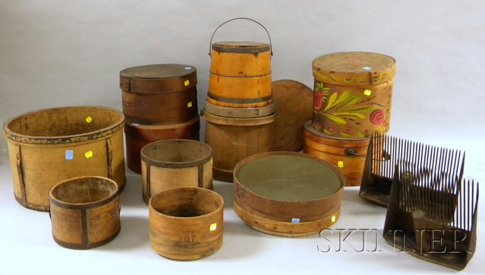 Appraisal: Fourteen Assorted Country Wooden and Metal Domestic and Decorative Items