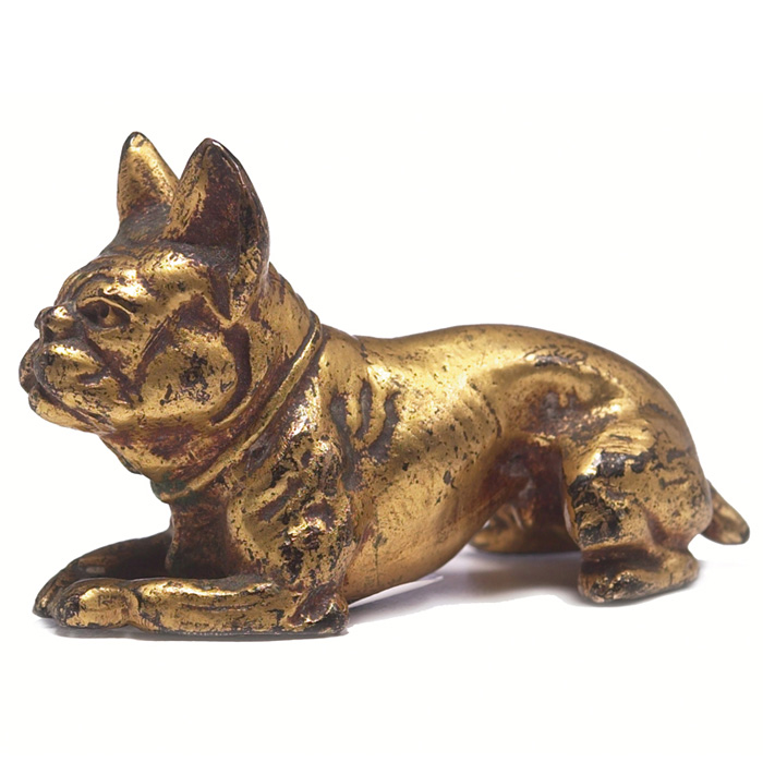 Appraisal: Tiffany Studios paperweight bulldog in bronze original gold dor eacute