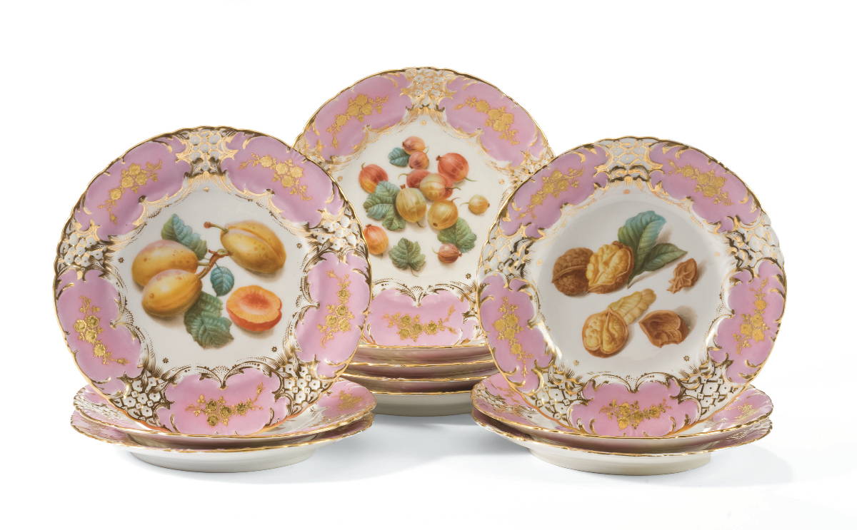 Appraisal: SET OF ELEVEN PARIS PORCELAIN DESSERT PLATES F ROUSSEAU CIRCA