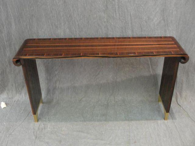 Appraisal: Midcentury Rosewood Console with Giltwood Feet From a Long Island