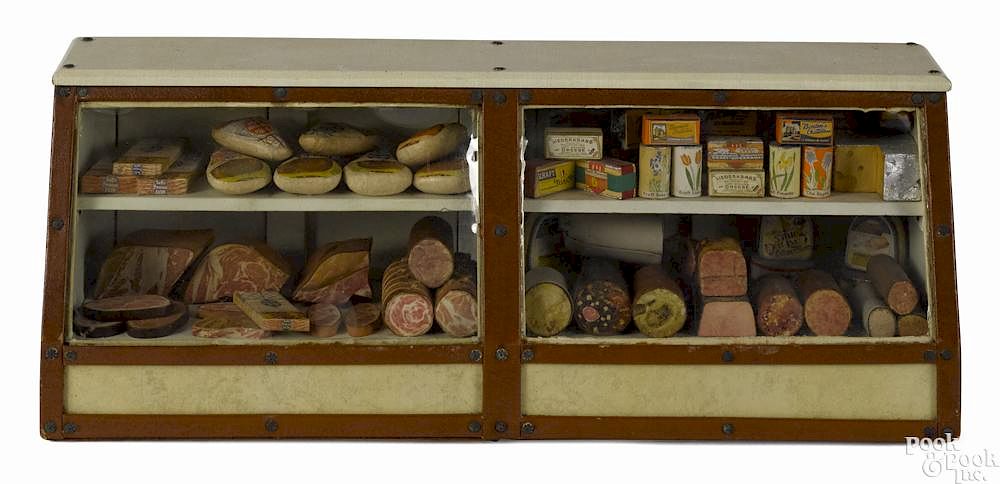 Appraisal: Toy butcher shop deli counter with a faux leather and