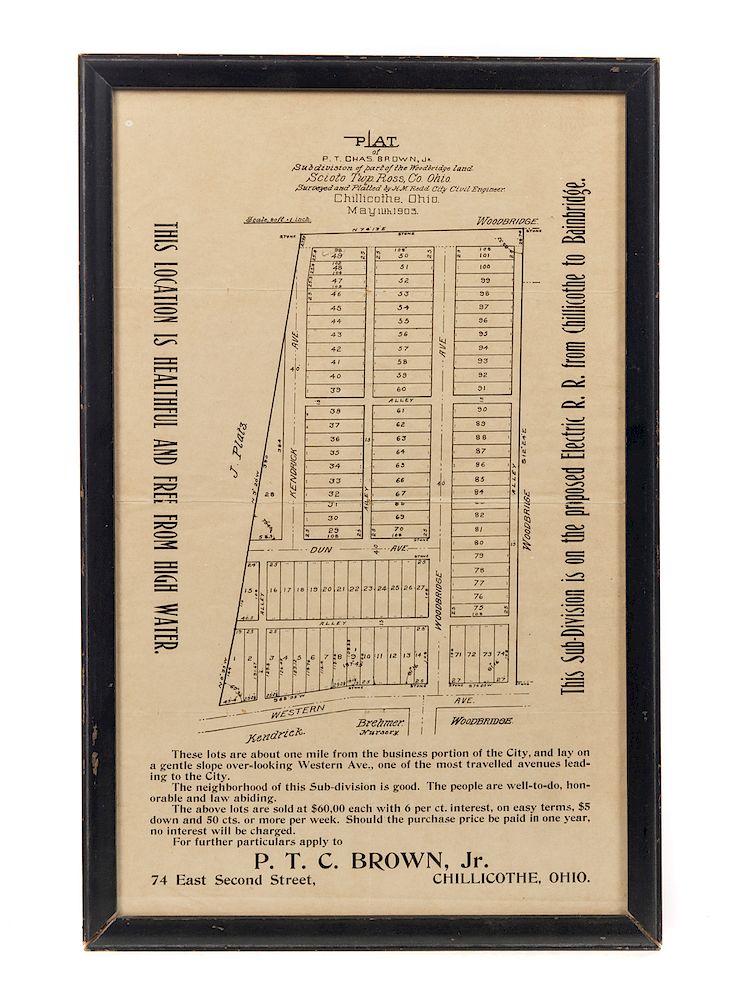 Appraisal: Chillicothe Ohio Plat Advertising Measures tall wide Good original condition