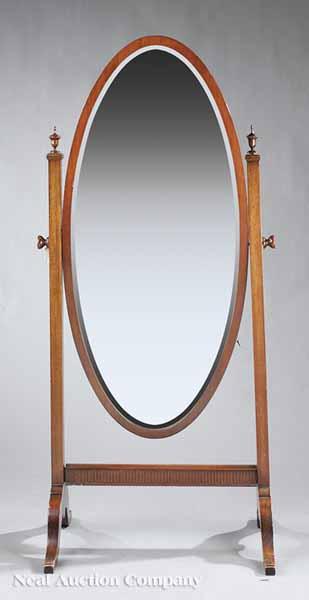 Appraisal: An Antique English Mahogany Cheval Mirror th c stamped Waring