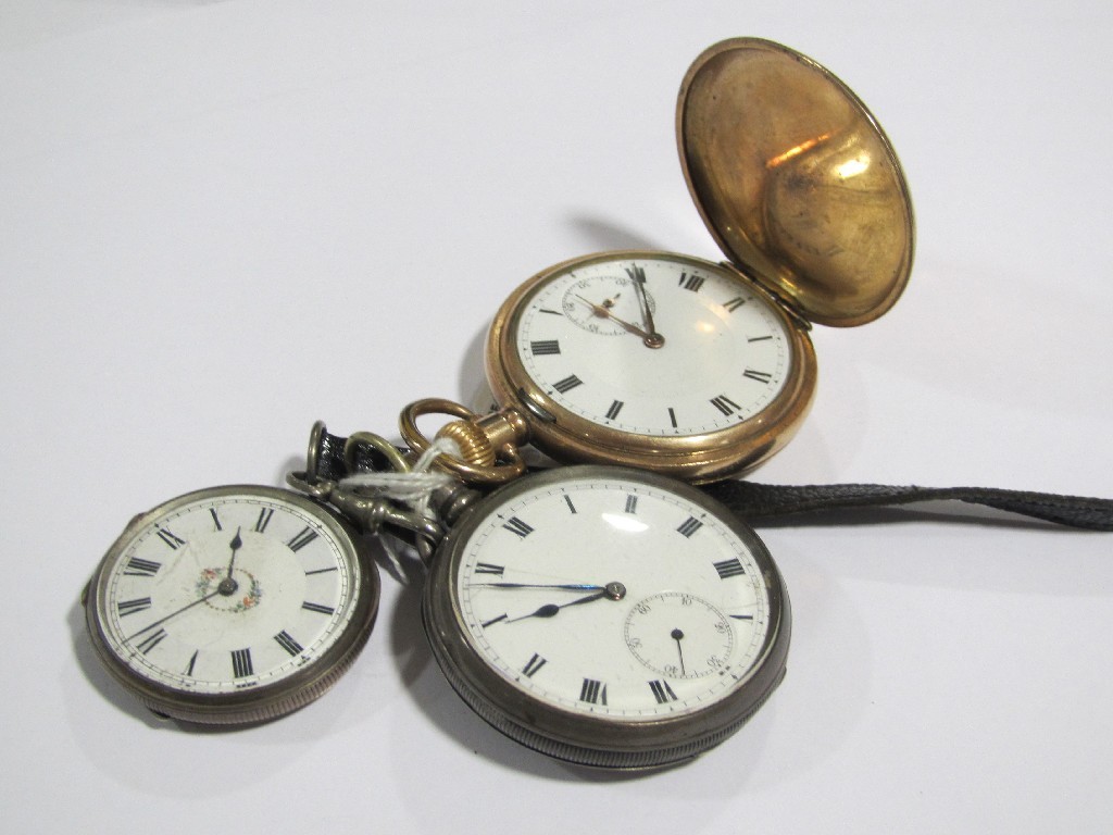 Appraisal: Lot comprising a rolled gold pocket watch a silver pocket