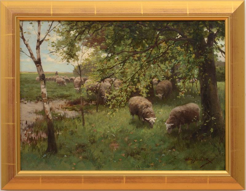 Appraisal: WILLEM STEELINK - SHEEP UNDER THE TREES Oil on canvas