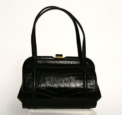 Appraisal: Black Coblentz alligator purse s Small doctor's bag shape with