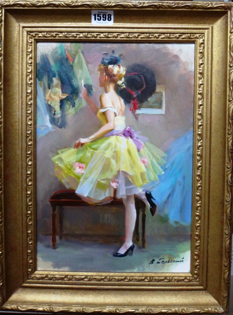 Appraisal: Russian School th century The Yellow dress oil on canvas