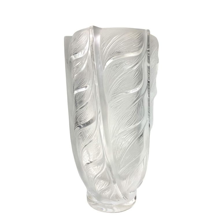 Appraisal: Lalique Swirl Frosted Crystal Vase Lalique Swirl Frosted Crystal Vase