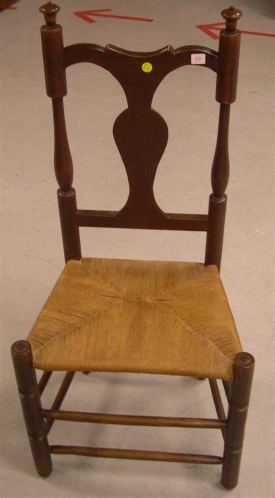 Appraisal: th C yoke back side chair round box stretcher replaced