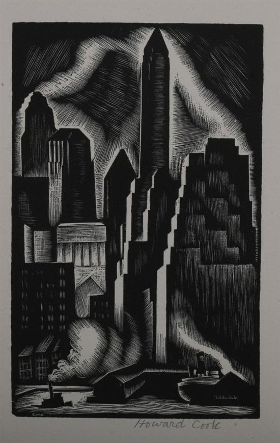 Appraisal: HOWARD COOK American - LOWER MANHATTAN signed in pencil lower